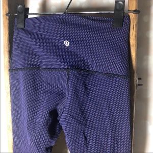 Lululemon Wunder Under Teeny Check Black Cerulian Blue Leggings